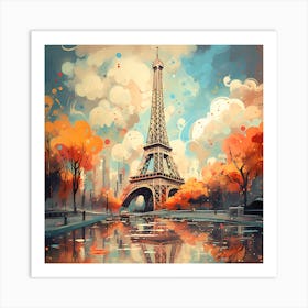 Futuristic Foliage: Eiffel Tower Awakens Art Print