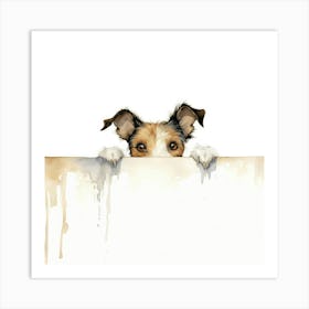 Dog Peeking Over The Wall 14 Art Print