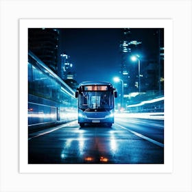 Bus Gasoline Urban Move Background Black Modern Europa Car Twilight Light Lamp Life Obs (11) Art Print