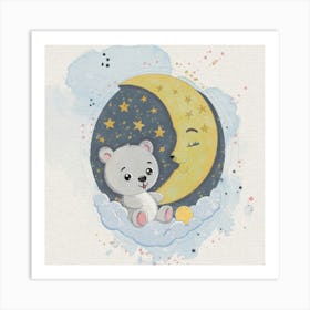 Teddy Bear On The Moon Art Print