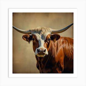 Leonardo Lightning Longhorn Texas Art 3 Art Print