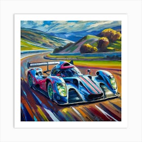 Racetrack Sports Car Cars Racing On Racetrack (1) Art Print