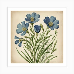 Blue Flowers art print Art Print