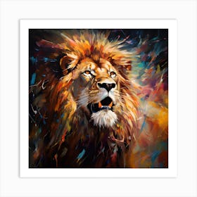 Abstract Colorful Bold Male Lion Art Print