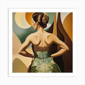 Woman In A Green Dress Art Print