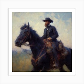 Cowboy On Horseback Art Print