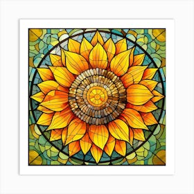 Sunflower Stained Glass Art Print