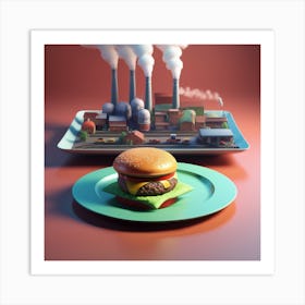 Burger On A Plate 73 Art Print