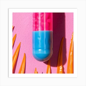 Pill On A Pink Background Art Print