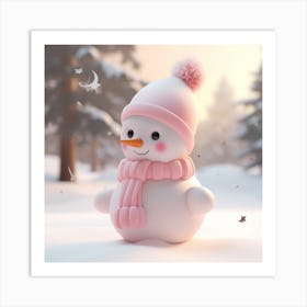 cute Snowman In Winter Art Print