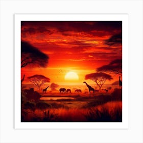 Sunset In The Savannah 4 Art Print