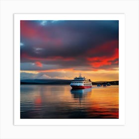 Sunset On A Ferry 13 Art Print