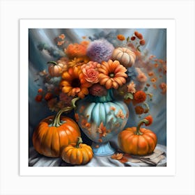 Autumn Flowers In A Vase Art Print