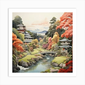 Kairakuen Gardens Japan Painting 2 Art Print 3 Art Print