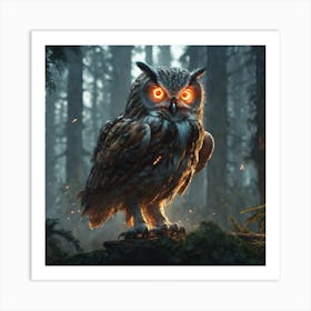 Owl In The Forest 100 Art Print