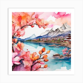 Asian Watercolor Painting Art Print