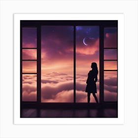 Woman Looking Out Window Art Print