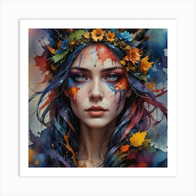 Girl With Feathers 1 Art Print