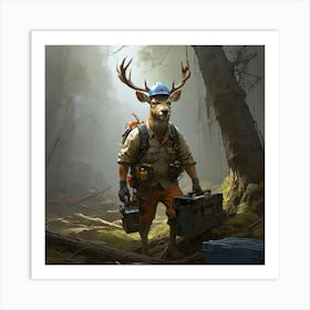 Deer In The Woods 62 Art Print