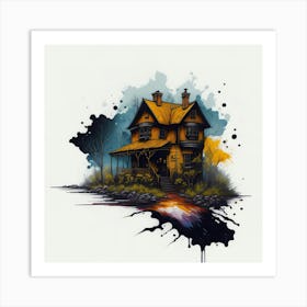 Colored House Ink Painting (37) Art Print