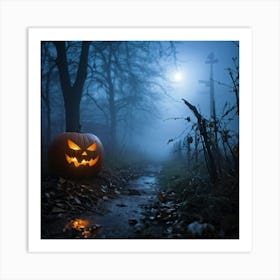 Haunting Halloween Greetings On A Misty Night (22) Art Print