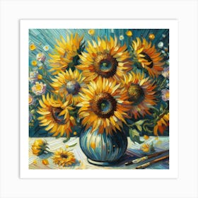 Sunflowers In A Vase 5 Art Print