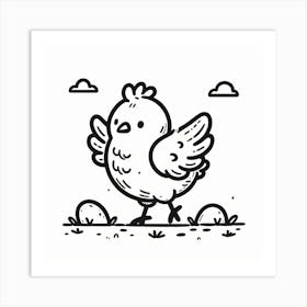 Line Art chicken 3 Art Print