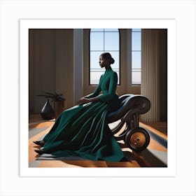 Woman In A Green Dress 1 Art Print