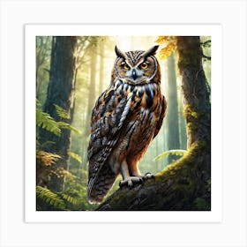 Owl In The Forest 166 Art Print