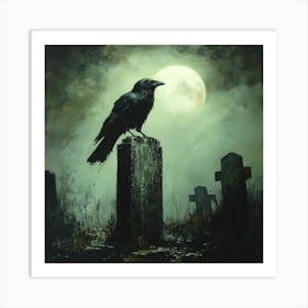 Raven in Cemetary Art Print