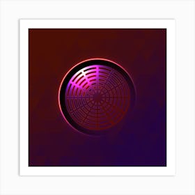Geometric Neon Glyph on Jewel Tone Triangle Pattern 091 Art Print