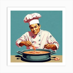 Chef Preparing Shrimp 1 Art Print