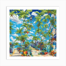 Santa'S Beach Art Print