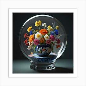 Flowers In A Glass Ball 2 Art Print