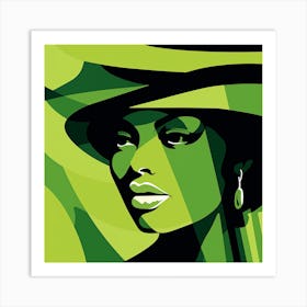 Portrait Of A Woman In A Green Hat Art Print