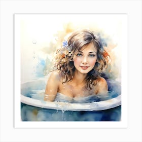 Girl In A Tub Art Print