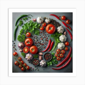 Vegetables In A Circle Art Print