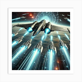 A High Tech, Sci Fi Scene Showing A Futuristic Sta Converted 1 Art Print