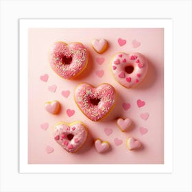 Heart Shaped Donuts Art Print