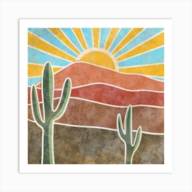 Cactus In The Desert 1 Art Print