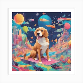 Dog In Space 3 Art Print