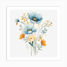 Blue Flowers 2 Art Print