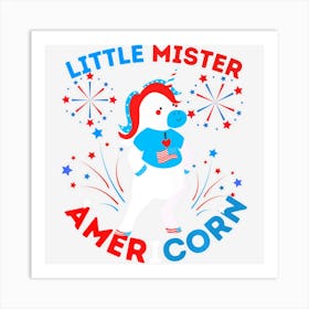 Limited Edition Funny 4th Of July Unicorn Fun Little Mister Art Print