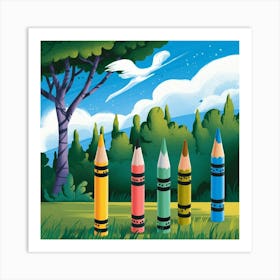 Pencils In The Grass Art Print