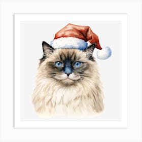 Santa Claus Cat 25 Art Print