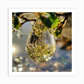 Water Drop On A Tree Branch Art Print