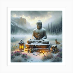 Buddha in Winter Art Print