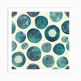 Blue Circles 28 Art Print