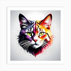 Colorful Cat Head 4 Art Print