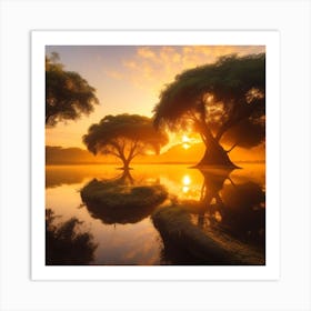 Sunrise Over Trees Art Print